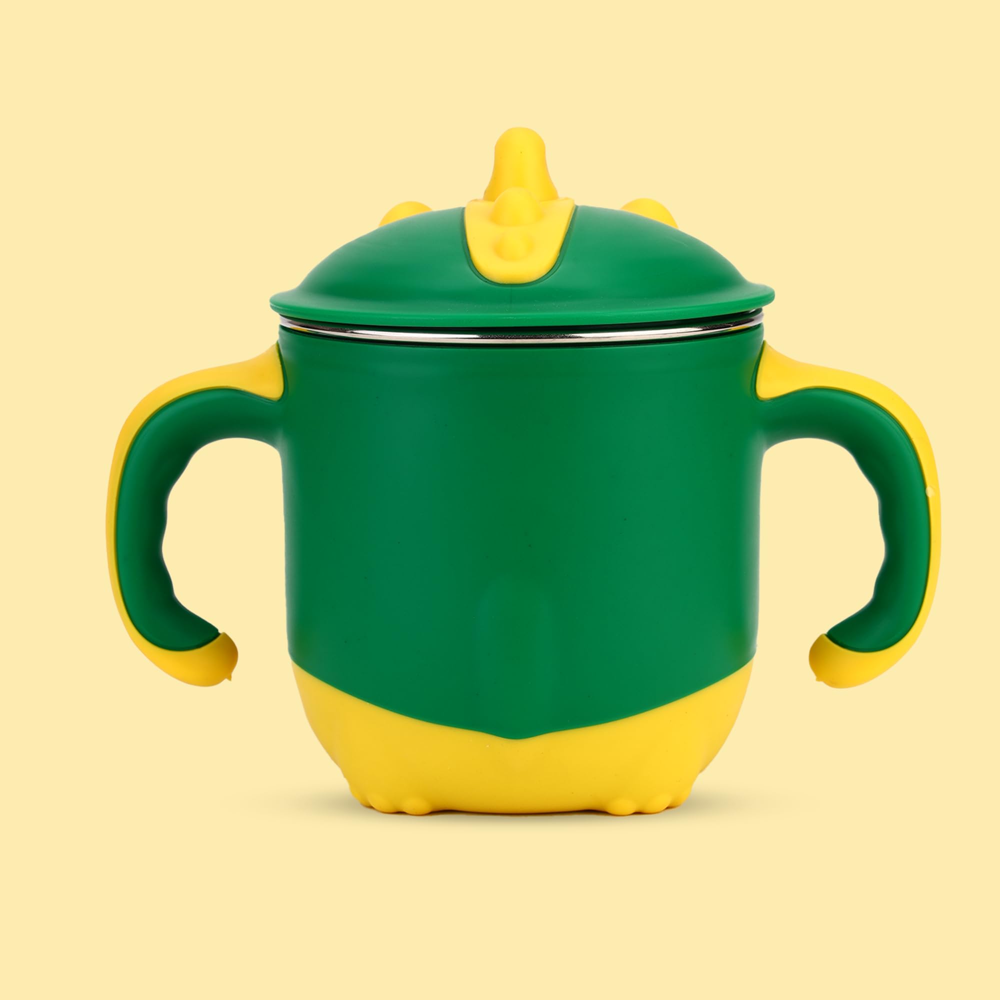 ONE AND ONLY Baby Sippy Cup | Stainless Steel Spill Proof Training Cup & Water Bottle with Handle | Toddler & Kids Milk Cup Feeding Bottle | BPA-Free Baby Drinking Cup (Green)