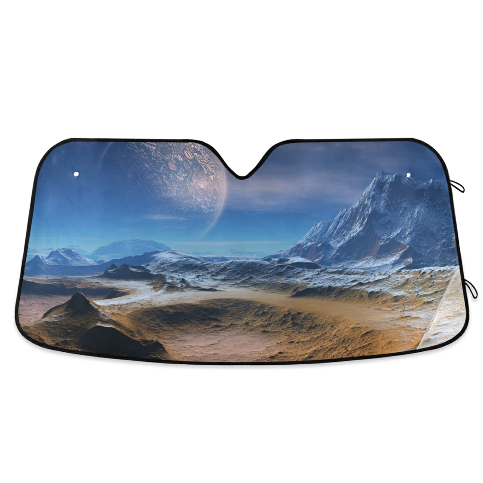 Alien Planet Windshield Sun Shade Visor for Universal Fit Car Sunshade-Keep Your Vehicle Cool. Space Uv Sunvisor and Heat Reflector Foldable Accessories