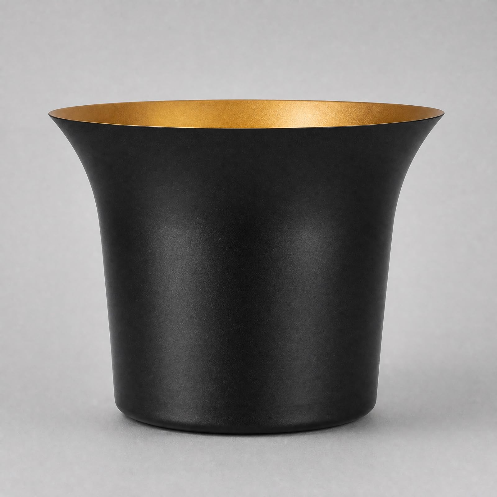 Cubitera con Doble Pared Multiusos Nevera Portátil Champán Antióxido Recipiente para Organizadores, Negro Dorado