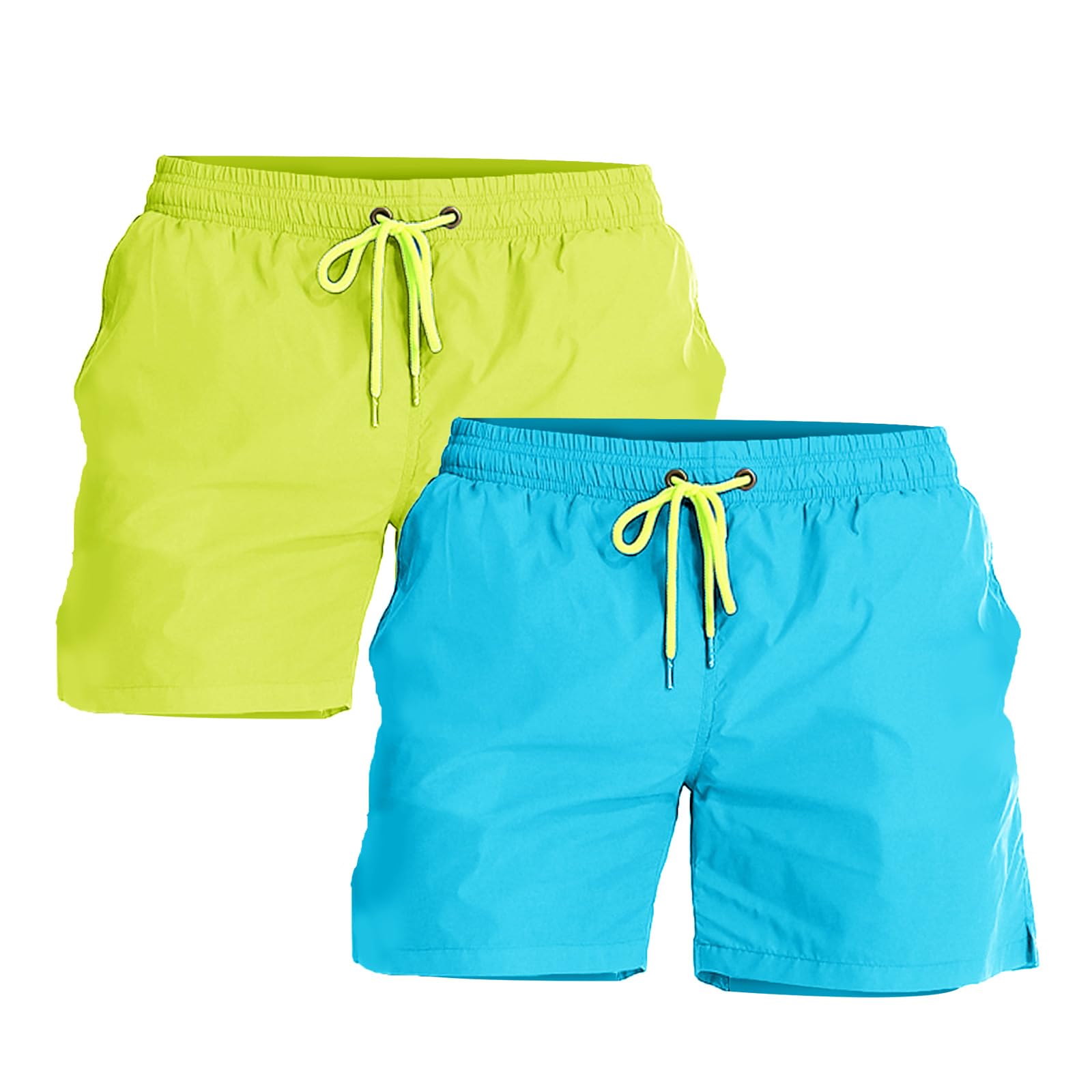 YnimioAOX Paquete de 2 trajes de baño para hombre, pantalones cortos de playa de secado rápido con forro de malla