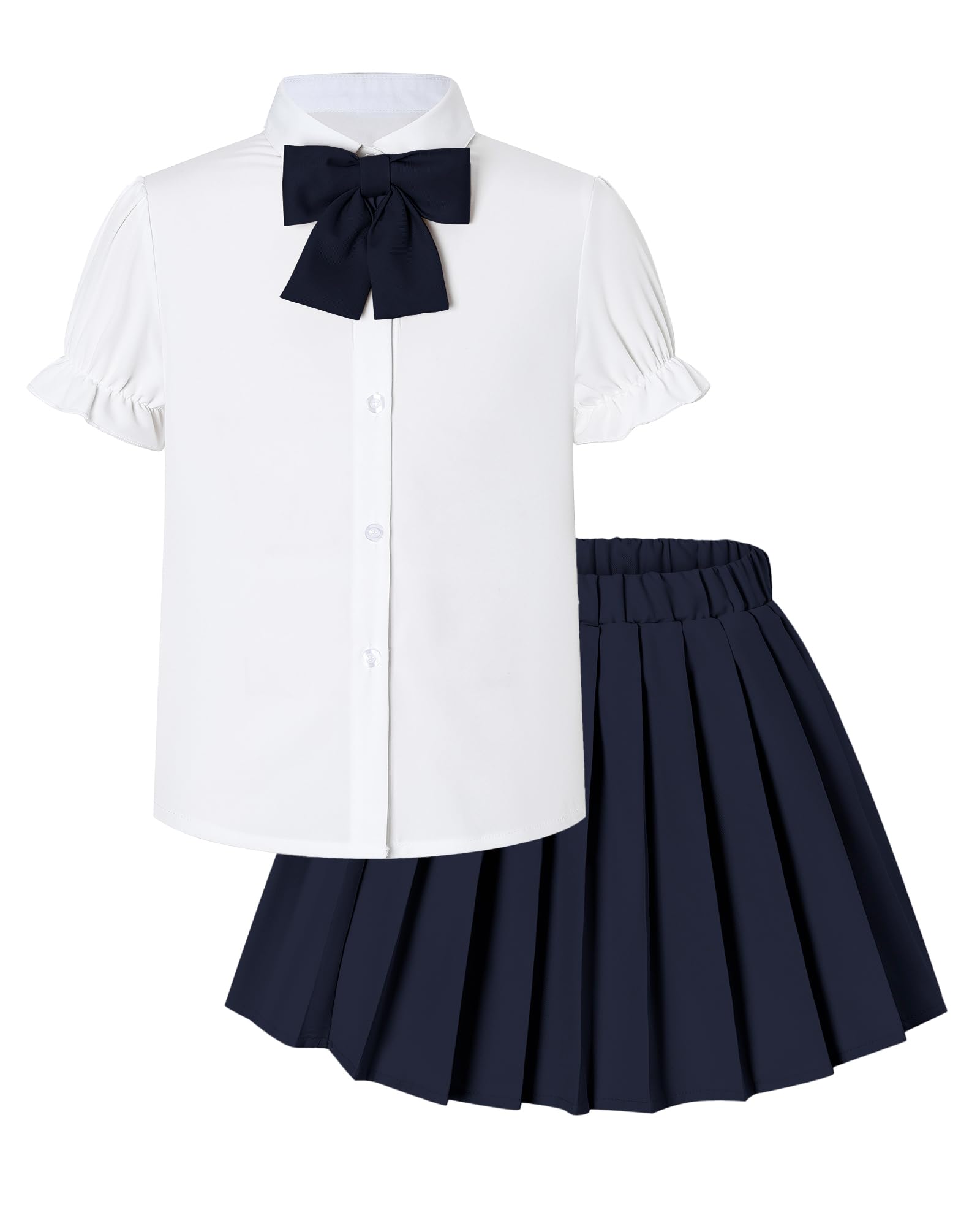 Betusline Girls' JK School Uniform Skirt Set Girls Outfit Skort