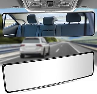 Rear View Mirror,Stroller 12inch Panoramic Rear View Mirror,Interior Clip On Anti Glare Rear View Mirror, Wide Angle Car Mirror For use in Car, SUV, Truck(White)
