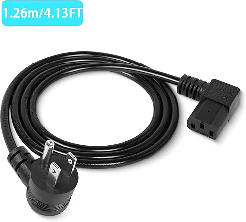 Miniatura 2 de GELRHONR Cable de alimentación de 90 grados de 3 clavijas de CA a IEC320 C13, 10A 125V en ángulo descendente NEMA 5-15P a C13, cable de alimentación