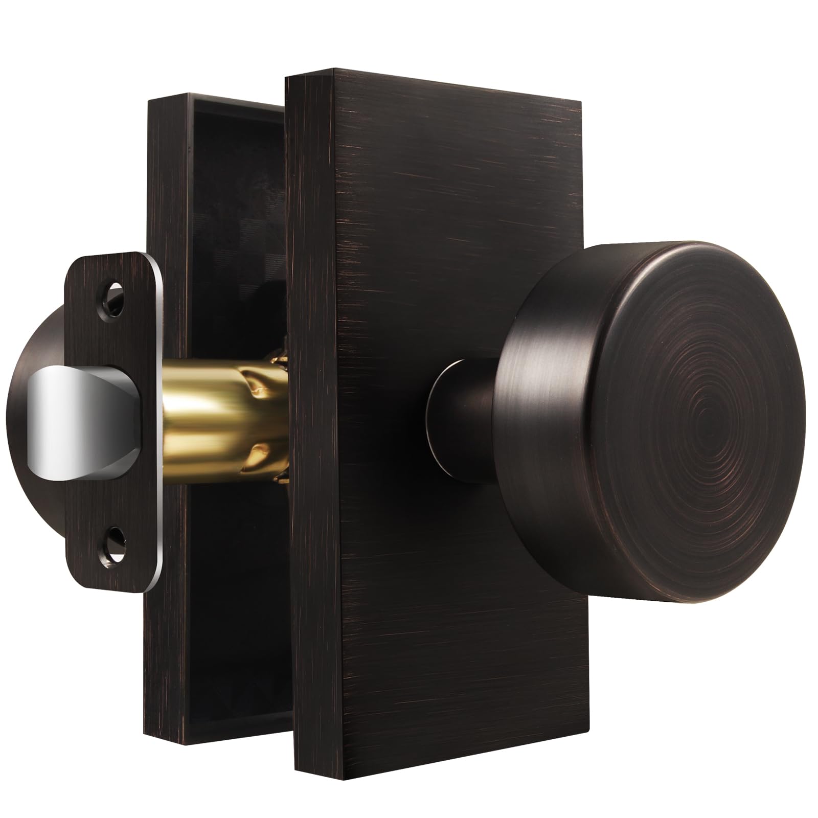 Satin Brass Privacy Door Knobs with Lock -22