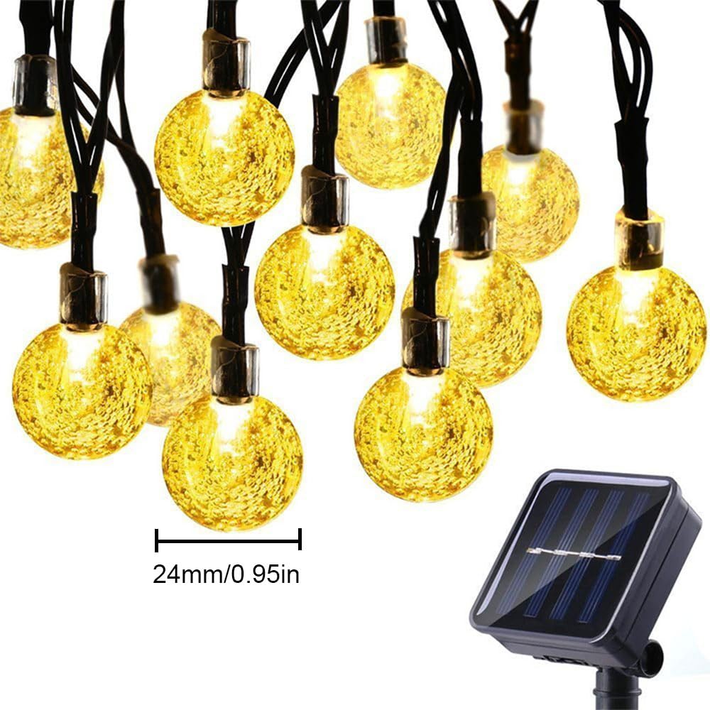 Catena Luminosa Esterno Solare, Sfera Bolle da 24mm Catena Luminosa Solare LED IP65 Impermeabile Catena Luci Solari Esterno, Adatta per Festival Feste Giardini Terrazze (Colorata,22m 200 Luci)
