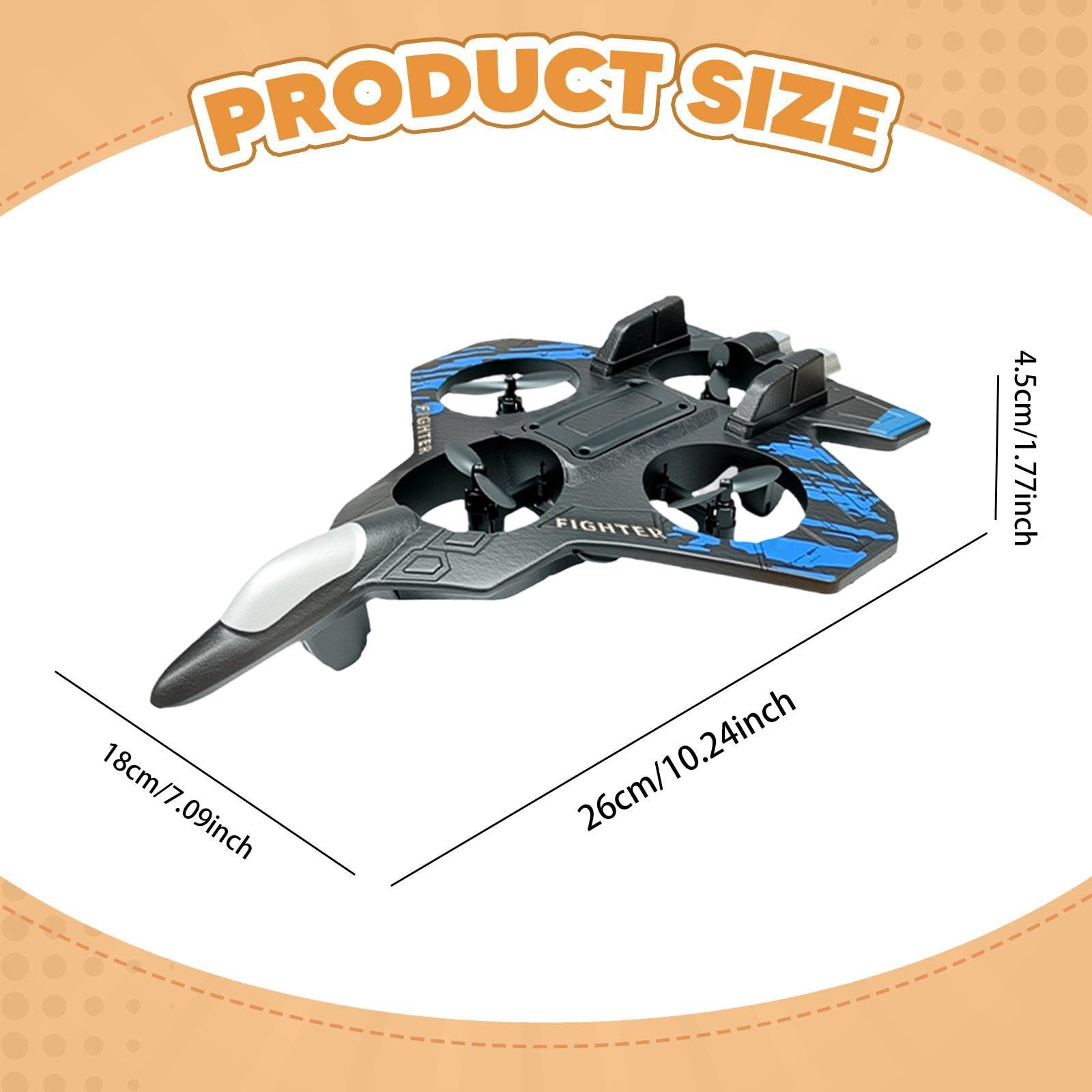 Milageto Avión Teledirigido de Fija Planeador RC de Espuma con Función Luces Nocturnas Control Fácil y Resistente Adecuado para Principiantes, Azul