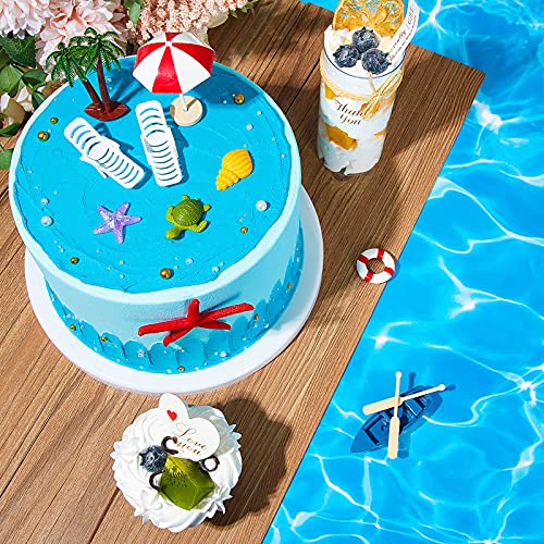 Patelai 12 Pcs Hawaiian Beach Cake Decoration Summer Beach Chair and Umbrella Cake Toppers Green Palm Tree Toppers for Hawaiian Theme Birthday Wedding Party Baby Shower Party Decoration Supplies - Image 4