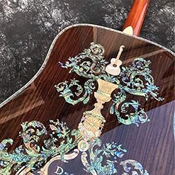 KEPOHK Guitare acoustique incrustée d’ormeau de luxe en bois massif - Les Beatles, Paul McCartney, John Lennon, RIngo Starr, George Harrison KEPOHK Guitare acoustique incrustée d'ormeau de luxe en bois massif – Image 5