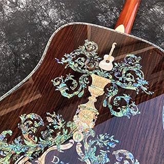 KEPOHK Guitare acoustique incrustée d’ormeau de luxe en bois massif - Les Beatles, Paul McCartney, John Lennon, RIngo Starr, George Harrison KEPOHK Guitare acoustique incrustée d'ormeau de luxe en bois massif – Image 5