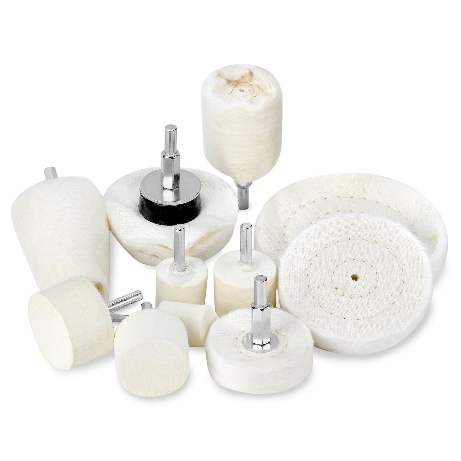 QWORK® 14 Pièces Kit de Polissage, Accessoire de Polissage pour Perceuse, Cônes de Polissage, Disques de Polissage, pour Métal, Bois