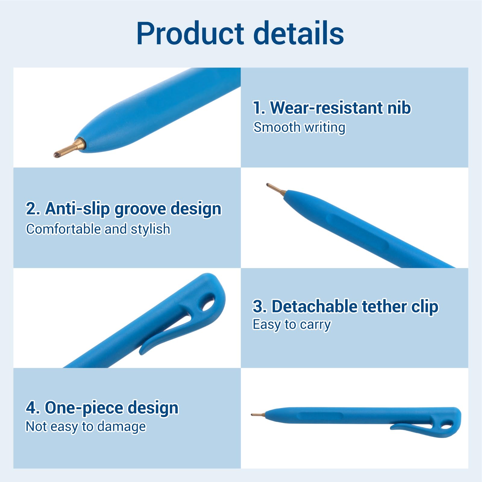 Tenceur 50 Pcs Metal Detectable Pens Standard Blue Ink Pen with Pocket Clip Lanyard Attachment Metal Retractable Ballpoint — view 3