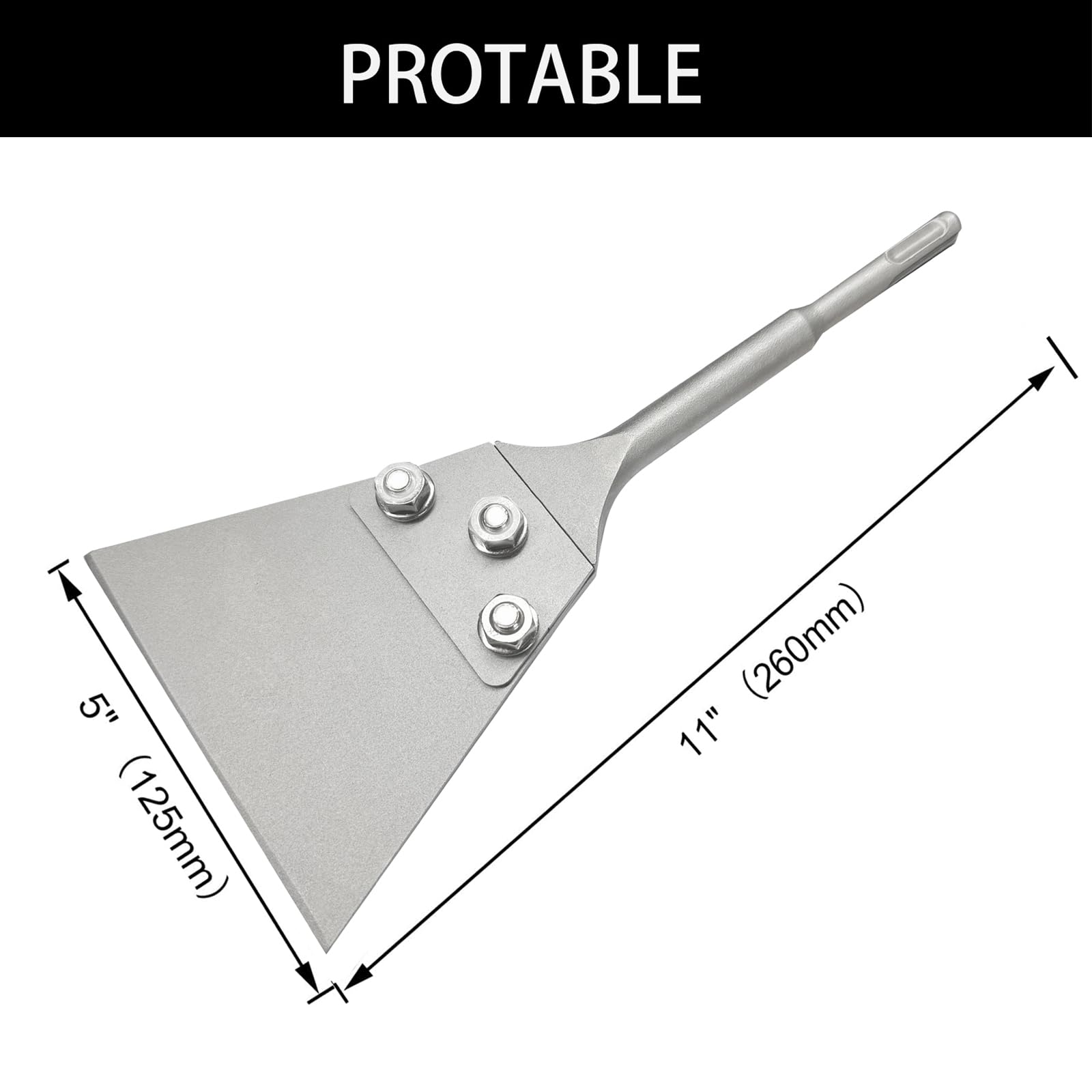 Kit raschietto per pavimenti, 12,7 x 25,4 cm, strumento per la rimozione delle piastrelle, punta a scalpello SDS Plus per trapano a percussione rotante, raschietto adesivo per pavimenti