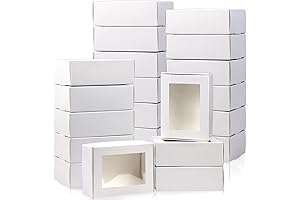 BadenBach Kraft Paper Gift Boxes with Windows: Small Rectangle Gable Boxes for...