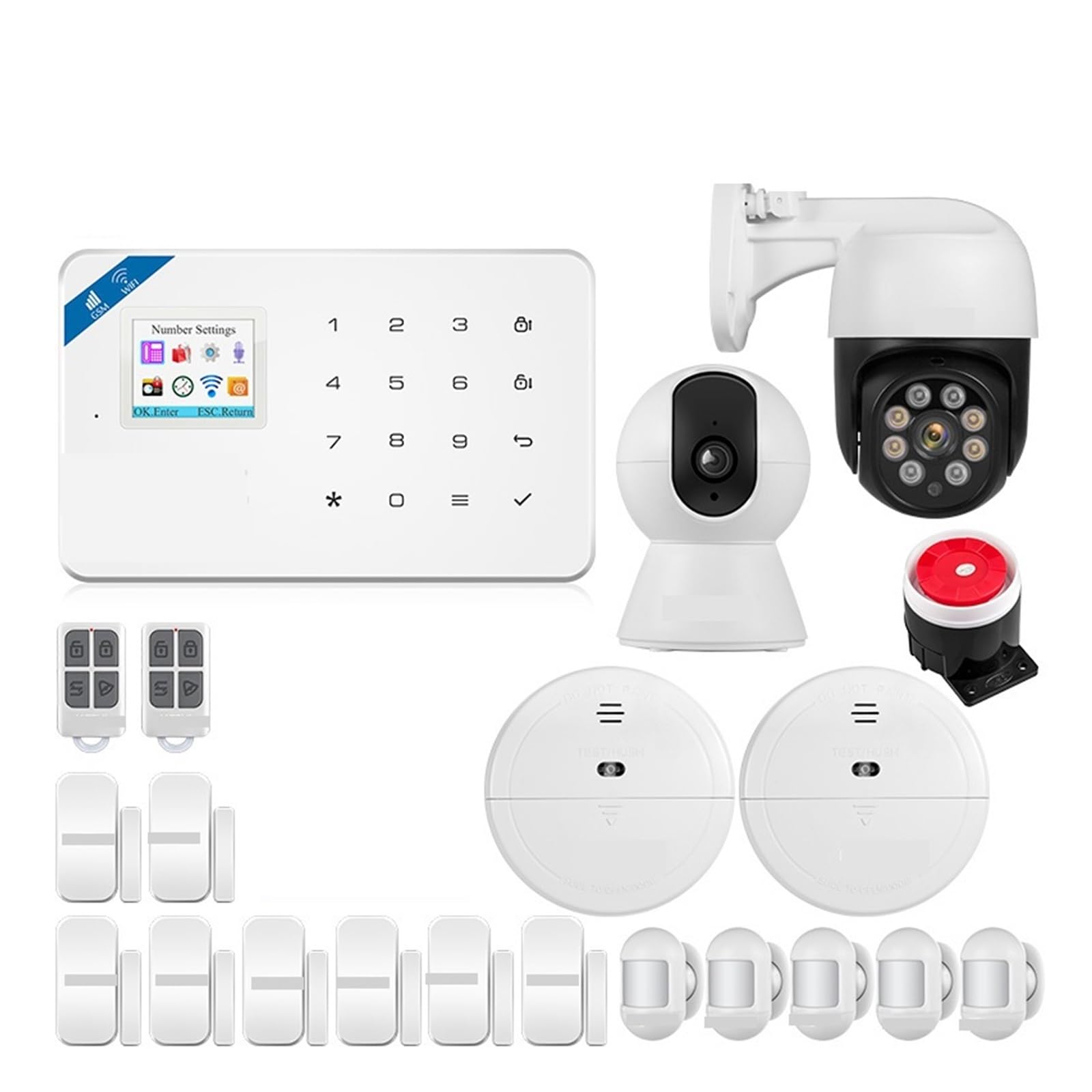 Alarme Intelligente, Système D'alarme GSM W181, Kit Domestique Tuya, Détecteur De Mouvement Intelligent, Capteur Porte, Sirène, Caméra IP(KIT 5)