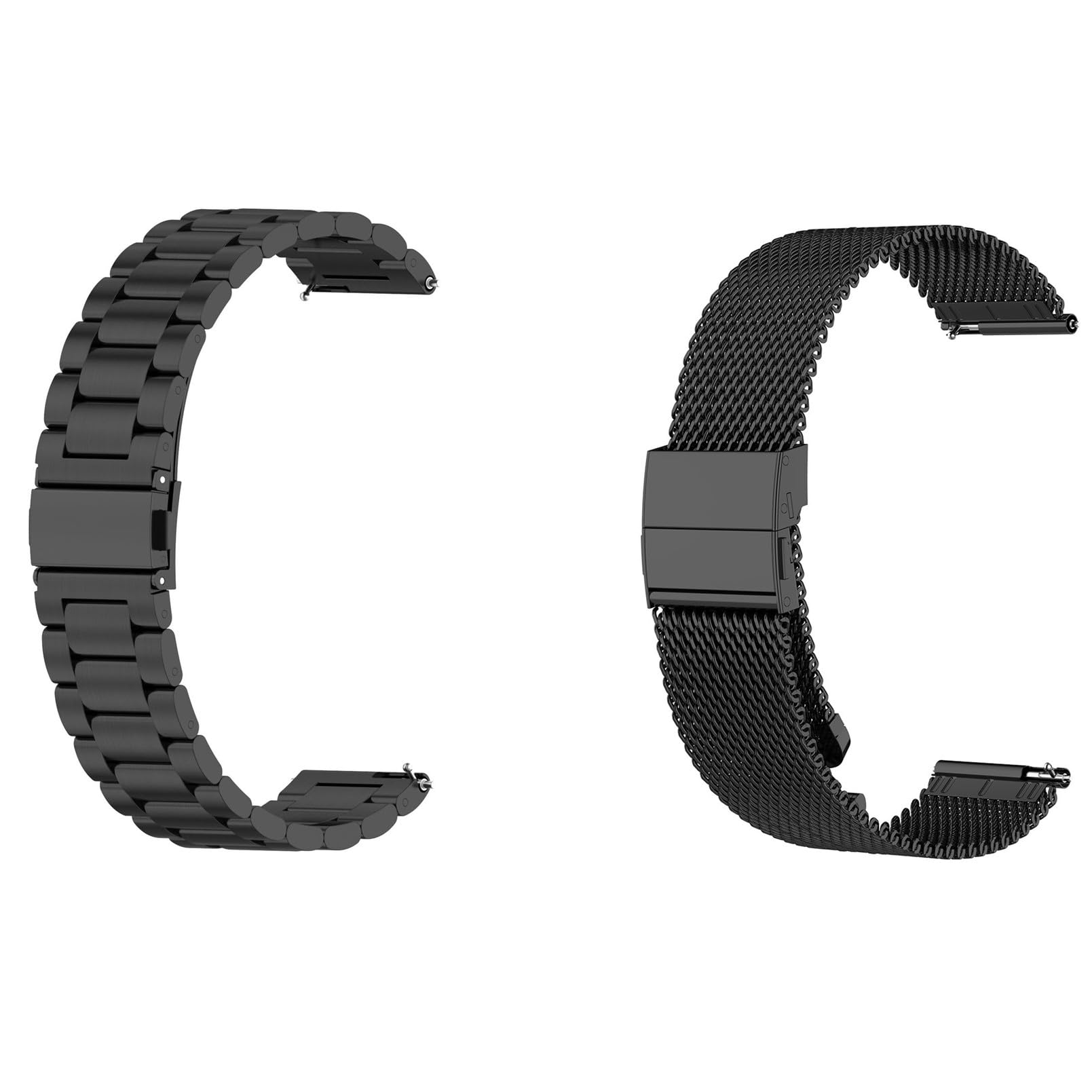 2 Pack Metal Strap Compatible with Amazfit Active 2 Straps, 20mm Stainless Steel Mesh Replacement Wristband for Amazfit Active 2 Smart Watch (Black)
