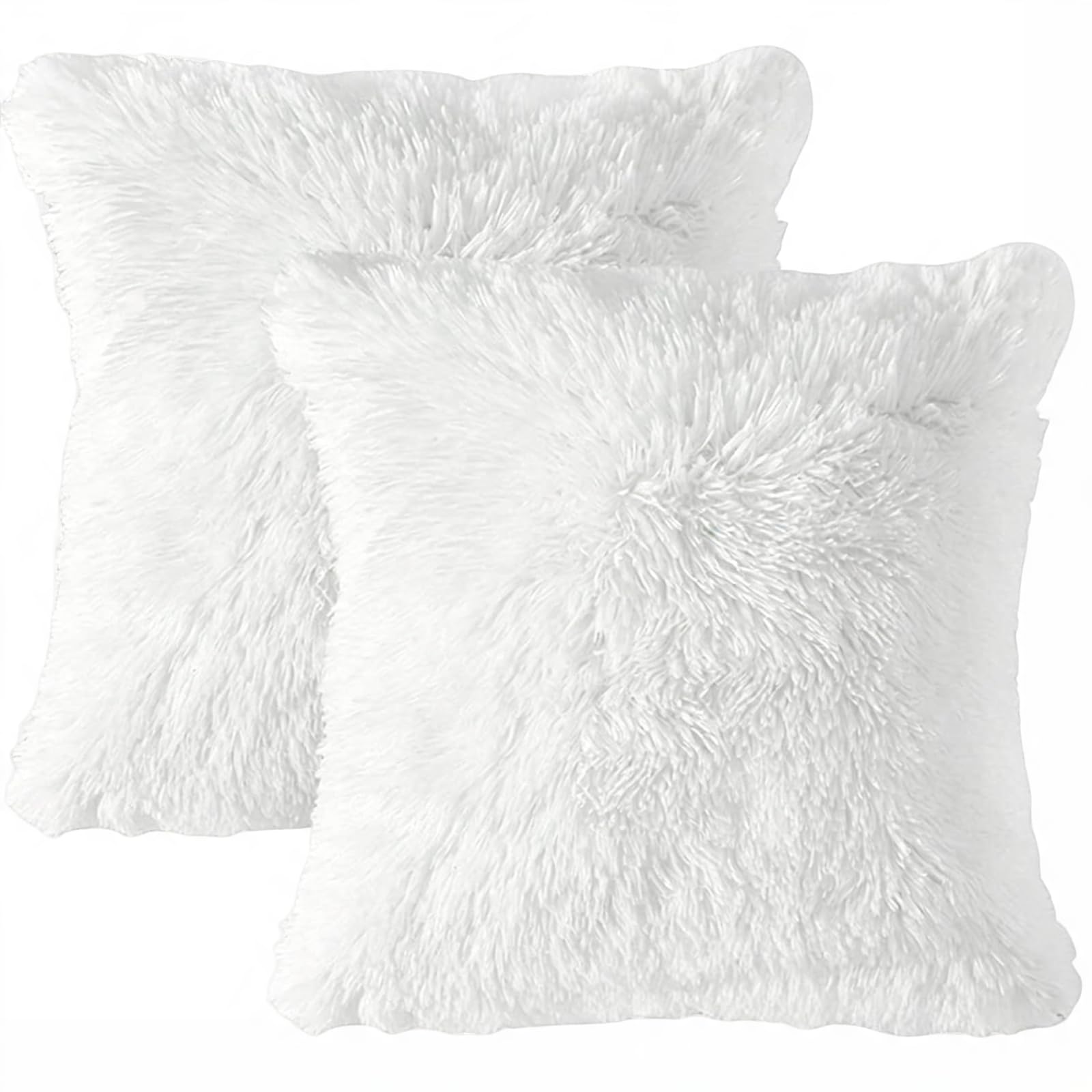 ToqoGeri 2 PCS Fluffy White Cushion Covers, Soft Fluffy PillowsFluffy Cushions, Decorative Decorative PillowsDecorative Pillows for Bed, Soft Bed Cushions Decorative for Home Bedroom Sofa Decoration