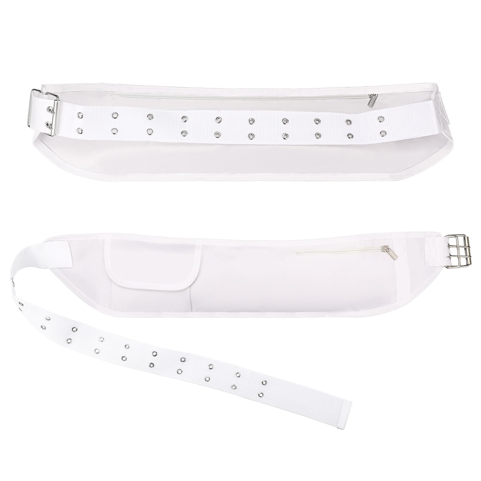 Dansydaisy Ihram Belt for Hajj and Umrah White Adjustable Ihram Waist Belt with Zippered Pockets Fits 32" up to 52"