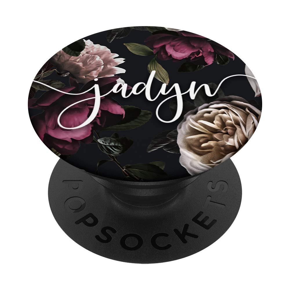 Jadyn Personalized Girls & Womens Name GiftsJadyn - Elegant Floral Rose & Peony Personalized Name PopSockets PopGrip: Swappable Grip for Phones & Tablets