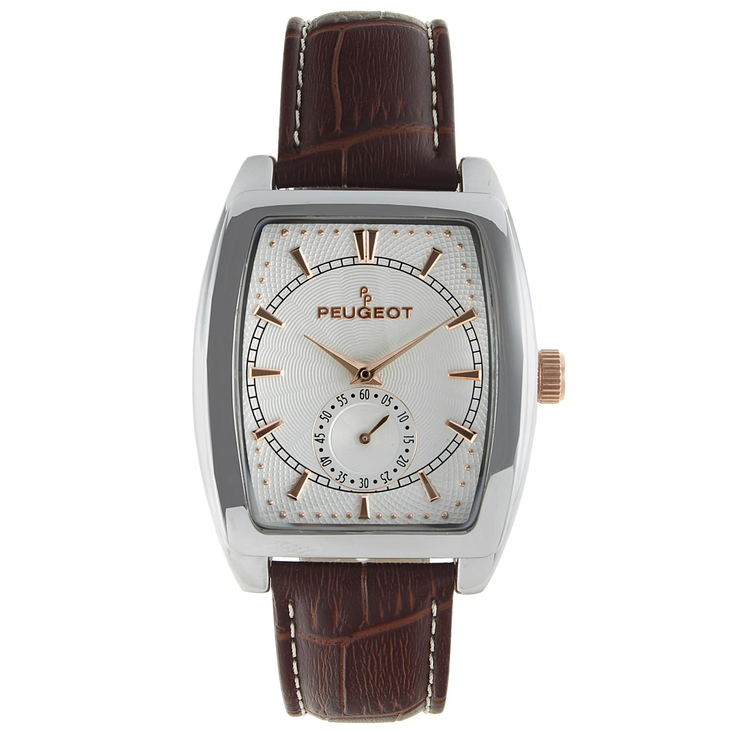 Peugeot Mens Rectangular Shape Wrist Watch with Remote Sweep Seconds Hand Dial & Matching Color Genuine Leather Strap Band product thumbnail 2