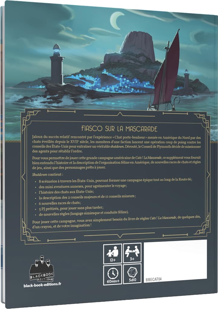 Black Book Editions Cats! La Mascarade – Shutdown | Campagne JDR Route 66 | 8 Scénarios & Univers Félin | Supplément Jeu de Rôle