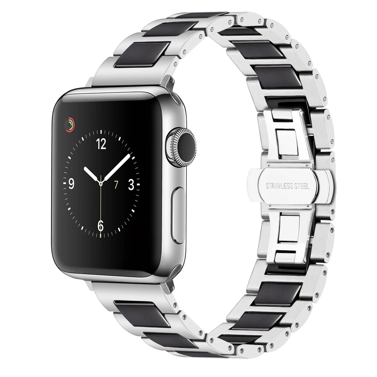 YISIWERA 42mm 44mm 45mm 49mm 38mm 40mm 41mm Ceramic Black White Blue Straps Stainless Steel Silver Rose Gold Watch Band Compatible for Apple Watch Ultra 2 Bands for iWatch Series 9 8 7 6 5 4 3 2 1 SE for Women Men