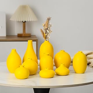 27 Yellow Ceramic Vase Decor Ideas That Radiate Warmth 56 Ceramic Bud Vase Set of 10 - Yellow Mini Bud Vases in Bulk Dining Table ...
