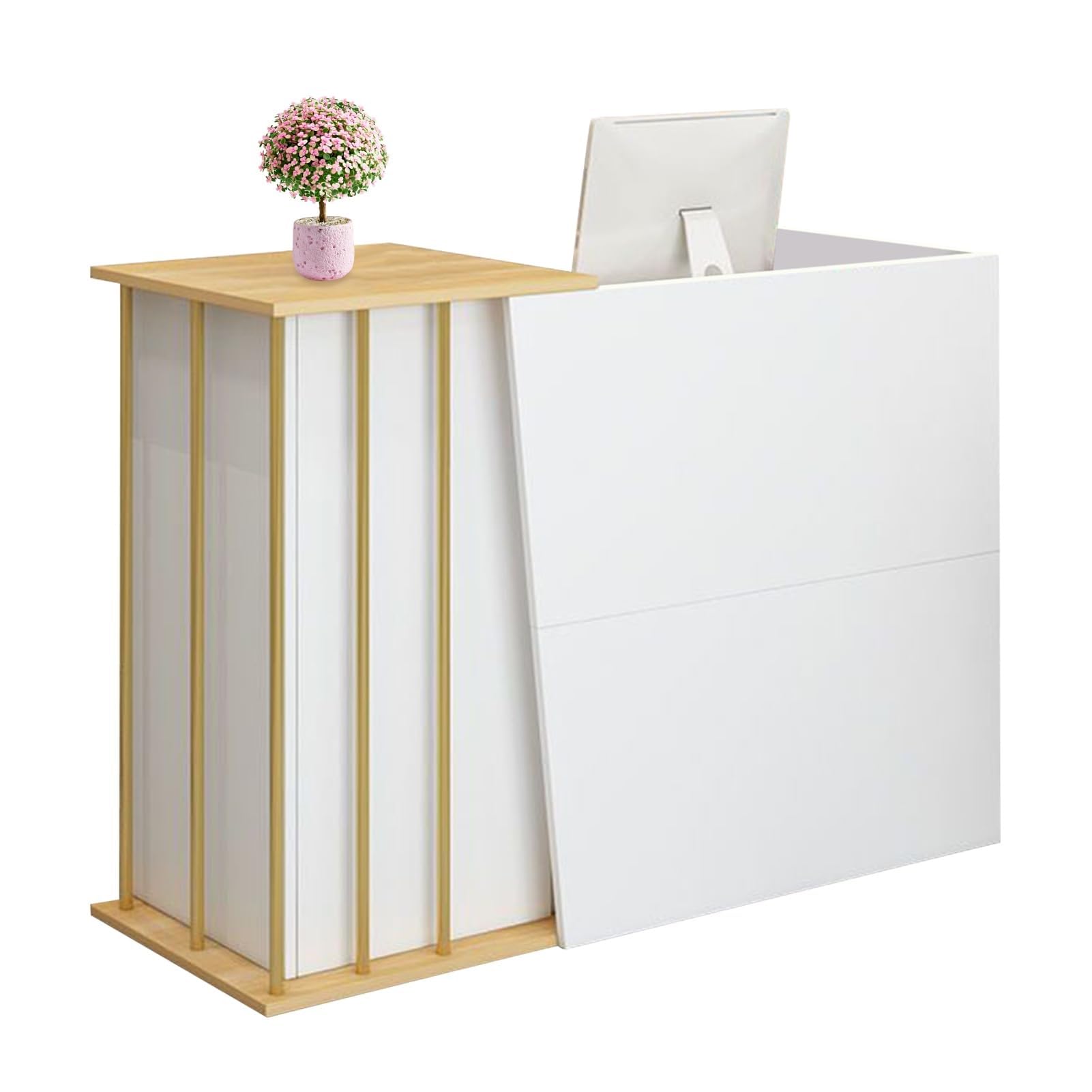 JingNian Banco Di Ricezione E Cassette Di Ricevimento Bancone Reception, Scrivania Per Computer Banco Cassa Moderno Per Ufficio Negozio Parrucchiere Salone Beauty Studio(Warm White,100cm)