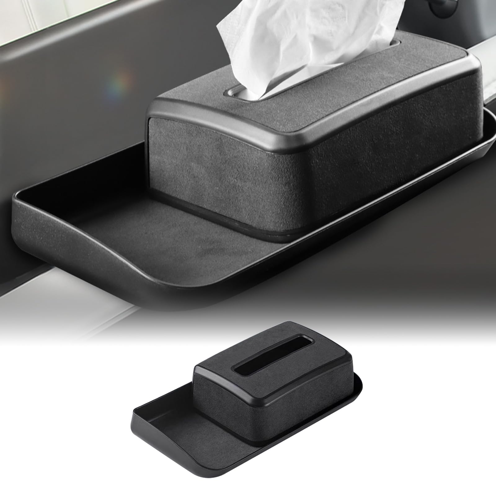 FDAIUN Car Tissues/Napkin Case for Tesla Model 3 Y alcantarn Italy Display Rear Tissue Box Storage Accessories(Black)