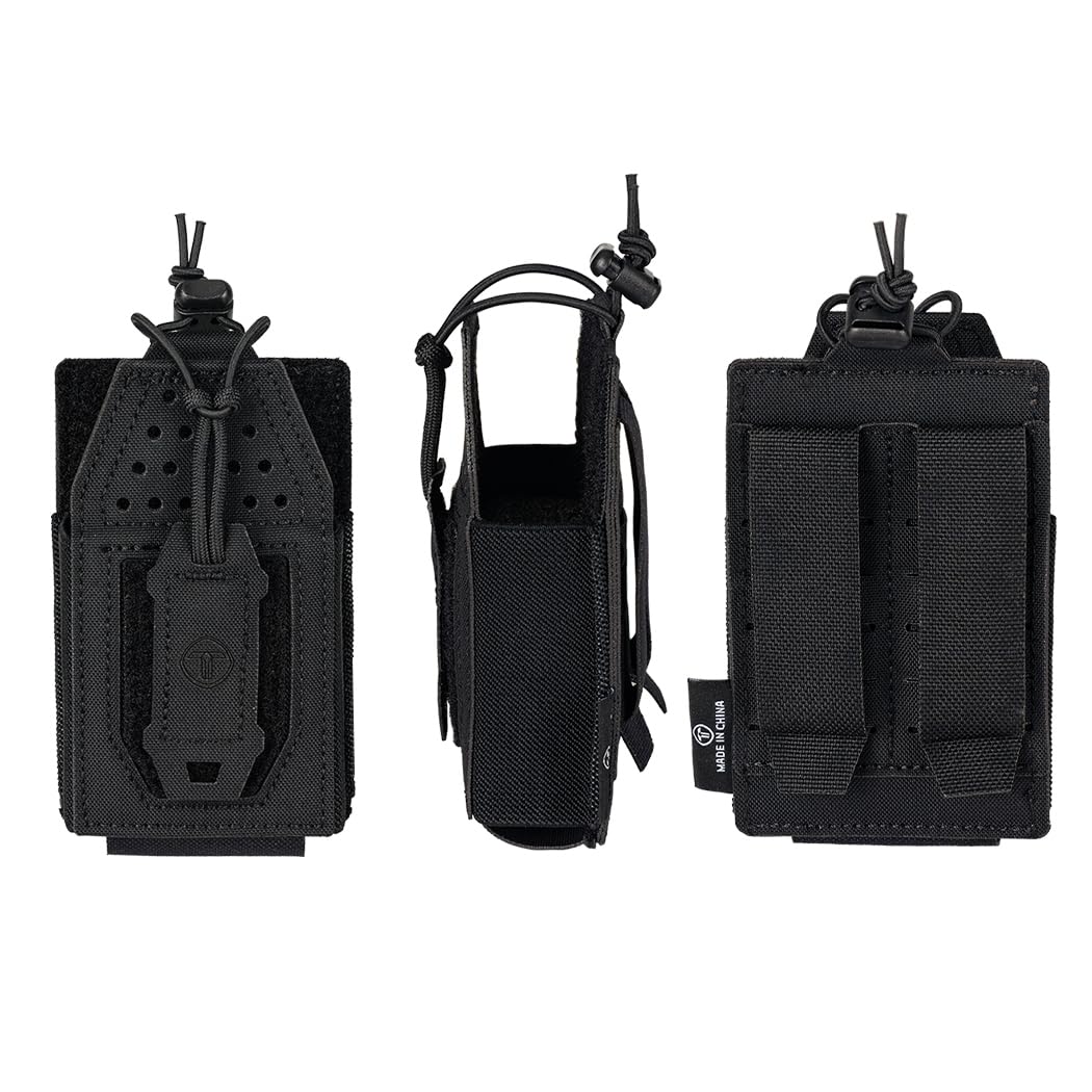 TOPTACPRO Étui Radio Tactique Pochette Radio Molle Universelle pour Talkie-Walkie BaoFeng UV-5R BF-F8HP Pochette de Rangement Réglable pour Chargeur (Black) - 2