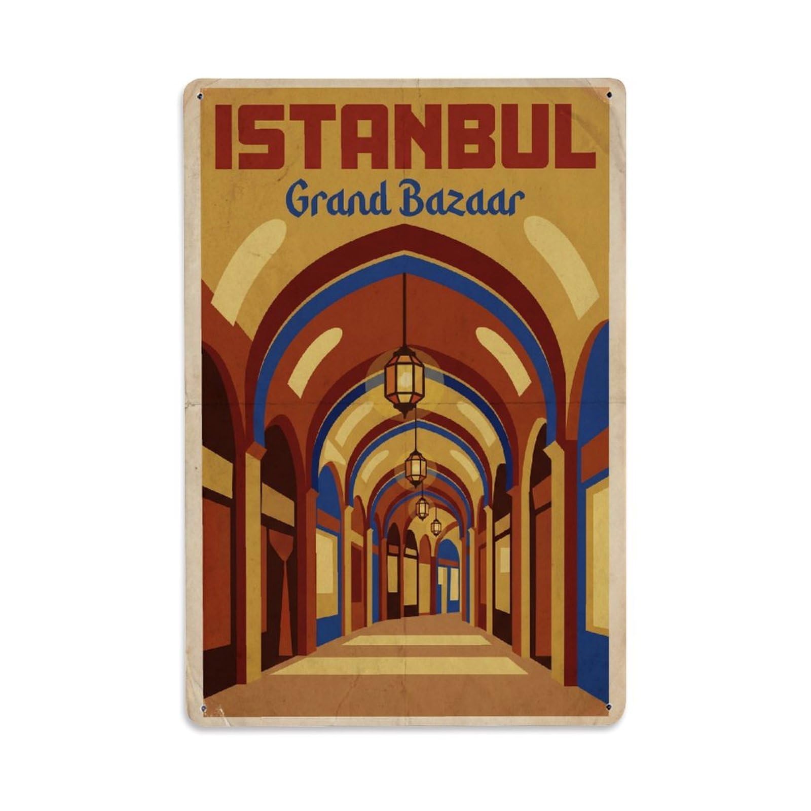 Gead 8X12inch Style Vintage Travel Istanbul Grand Bazaar Culture Metal Tin Sign