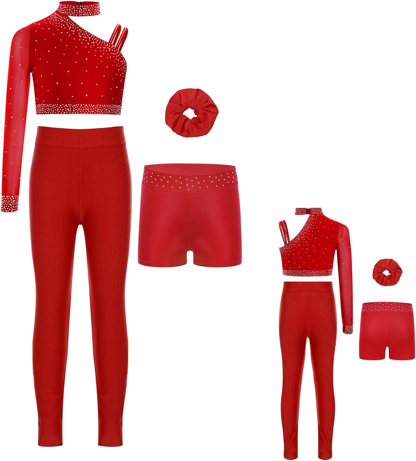 JEYPINMI Dance Workout for Girls Athletic Sports Outfits Crop Top with Shorts Hairband Leggings Tracksuit Sets