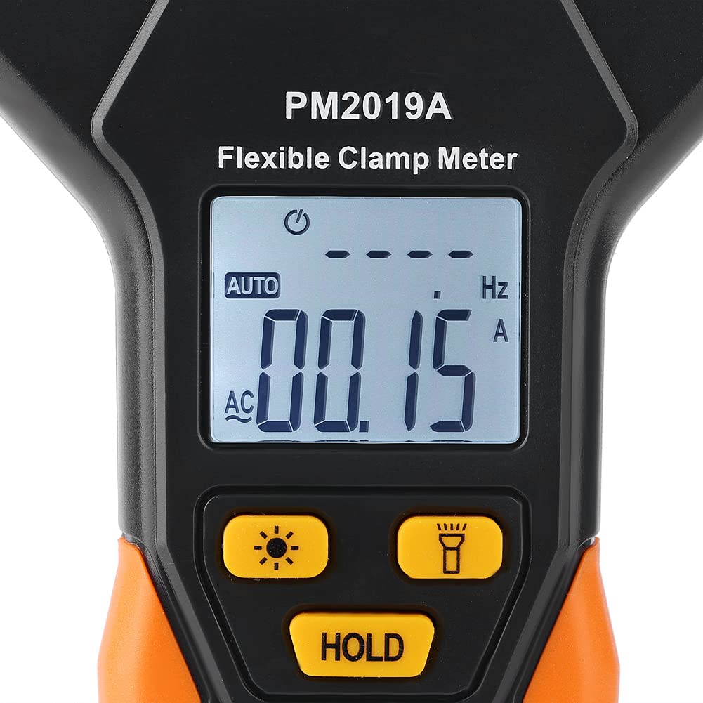 Fabater PEAKMETER PM2019A Ręczny Cyfrowy, Elastyczny Miernik Cęgowy, Multimetr Prądu Przemiennego 3000 A z Podświetlanym Wyświetlaczem LCD, funkcją Zatrzymania Danych, Automatycznym Wyłączaniem
