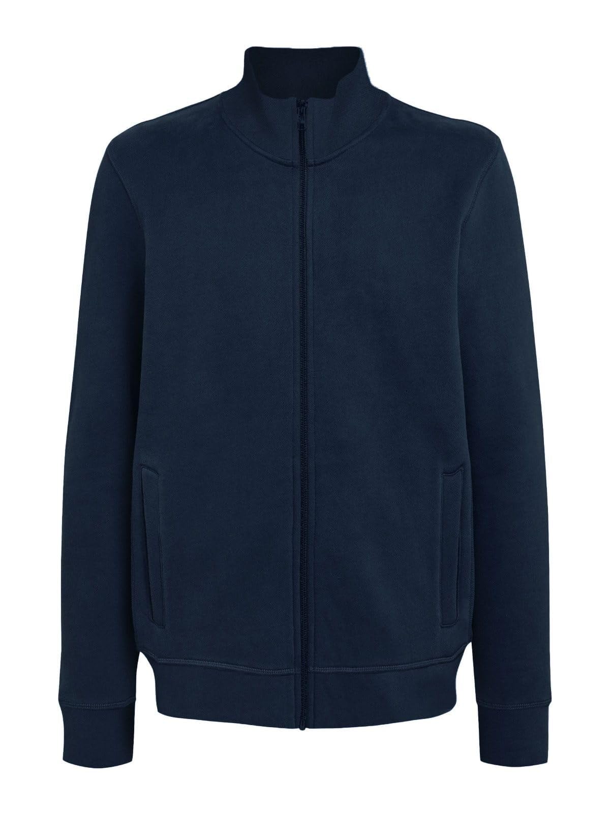 CHEMAGLIETTE! Felpa Uomo Zip Intera - Maglia Tuta Felpata Cotone, Felpe da Lavoro Maglie Senza Cappuccio Tinta Unita Stampabili, Polsini in Costina Basic Jacket Full Zip
