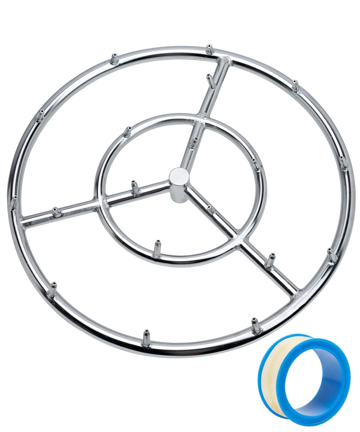 GASPRO18 Inch Round Fire Pit Burner Ring, Jet Burner Ring for Natural Gas or Propane Fire Pit, 304 Series Stainless Steel, High Flame…