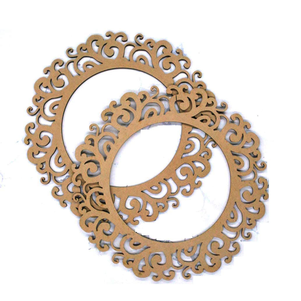 ROOT KRAFT2pc Unfinished Round Wood MDF Cutout for Mirror, Photo Frame, Craft DIY Projects, Art Class, Home Decoration, Embellishment (30x30cm)