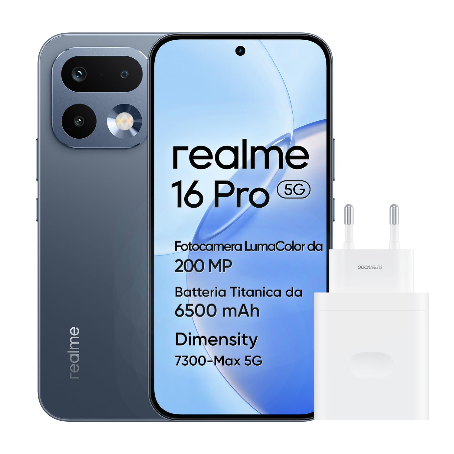 realme 16 Pro 5G Smartphone, 8GB+512GB, Display AMOLED 144Hz 6,78", Batteria 6500mAh, Fotocamera 200MP OIS, IP69K, Ricarica Rapida 45W, Doppia SIM, Next AI, Grigio