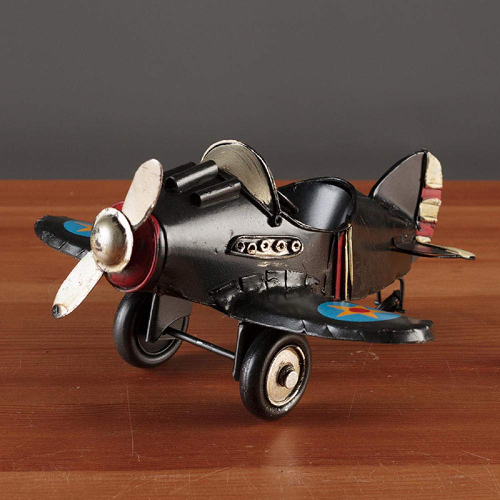 Amazon.co.jp: 彫刻置物模型飛行機のレトロな戦闘機の置物家の装飾の