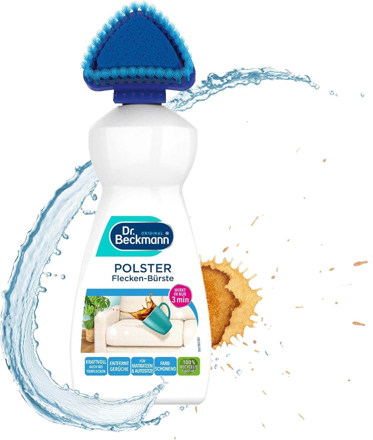 Dr. Beckmann Polster Flecken-Bürste, Flüssigkeit – Polsterreiniger (400 ml) inkl. 2in1 Bürsten-Applikator