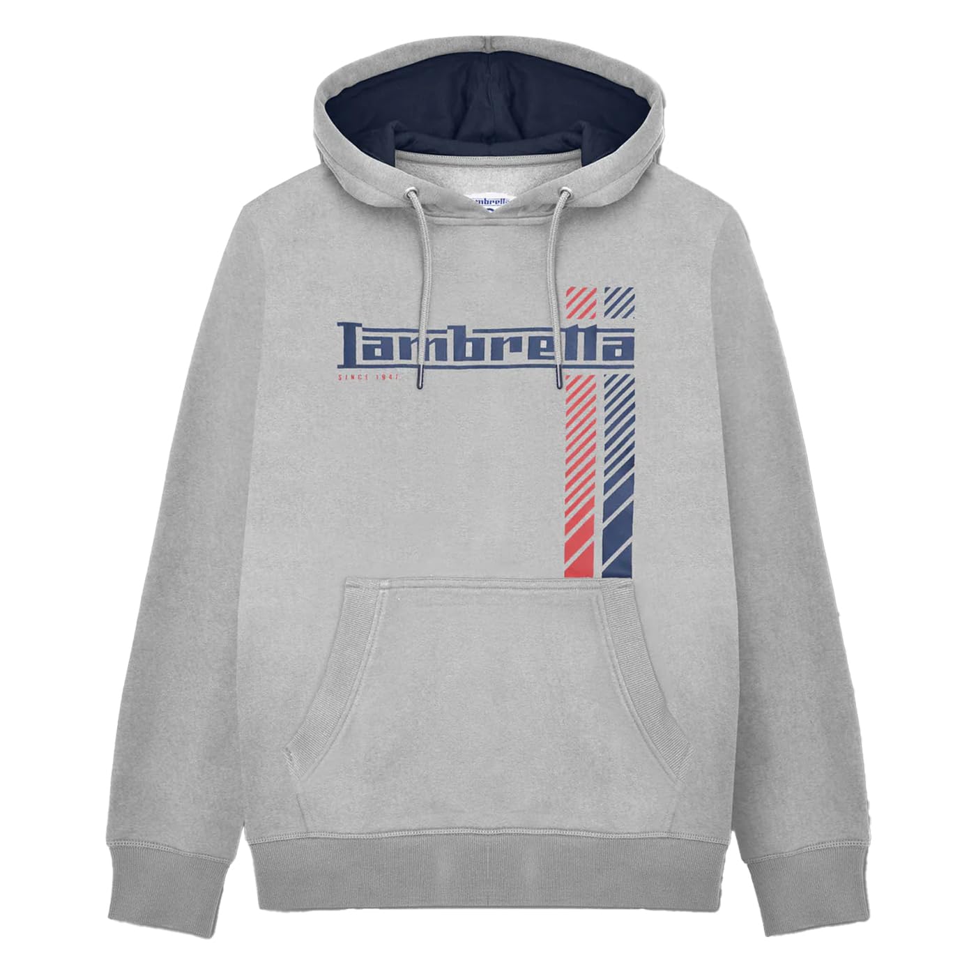 Lambretta Mens Racing Stripe Hoodie - Grey Marl - XL