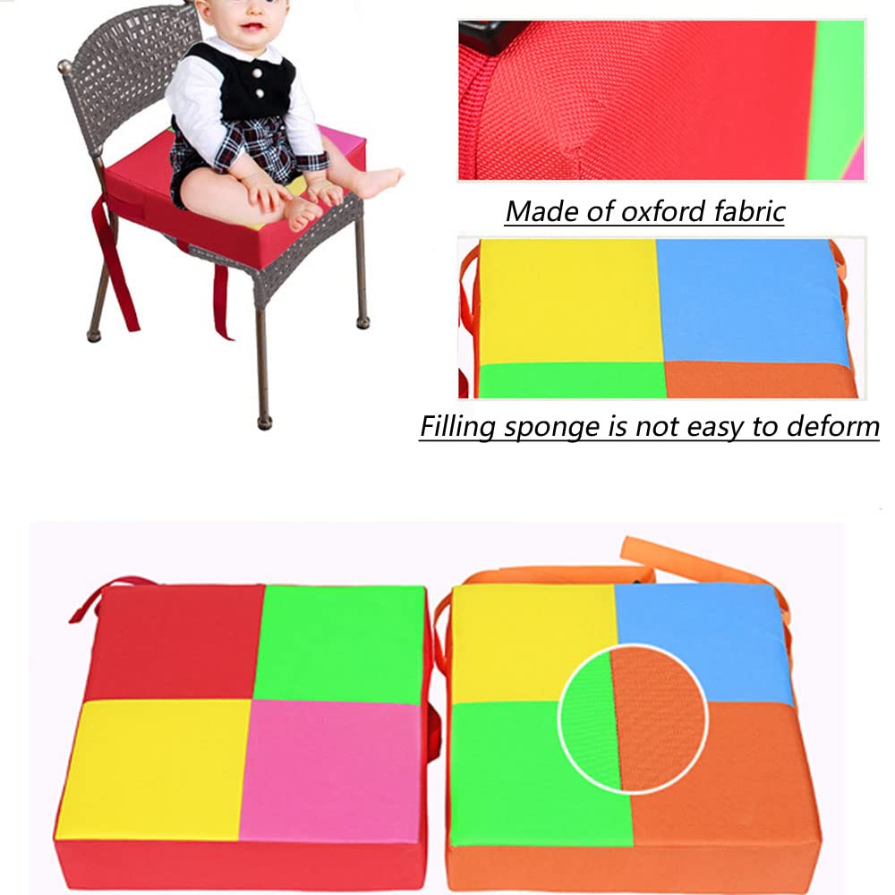 Chickwin Cuscino Rialzo Sedia per Bambini, Kawaii Cuscino Alzasedia per Bambini, Smontabile, Regolabile, Lavabile, con Cinghie per Sedia (Colorato,32x32x8cm)