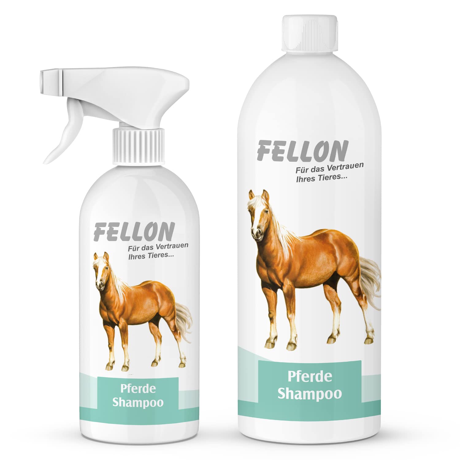 Fellon Szampon dla koni, delikatny szampon do pielęgnacji sierści koni, przeciw suchej skórze, neutralne pH, naturalny, natłuszczający, oczyszczający szampon z łagodnymi substancjami myjącymi,