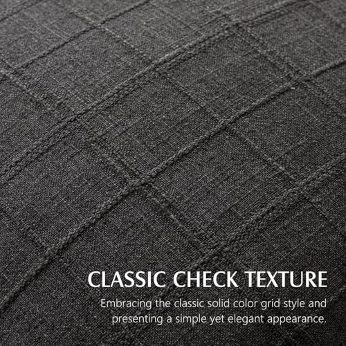 Image of Foindtower Set of 1 Decorative Linen Check Throw Pillow Cover Neutral Farmhouse Vintage Cushion Cover Modern Boho Home Decor for Sofa Chair Couch Bedroom Living Room,26x26 Inch,Charcoal