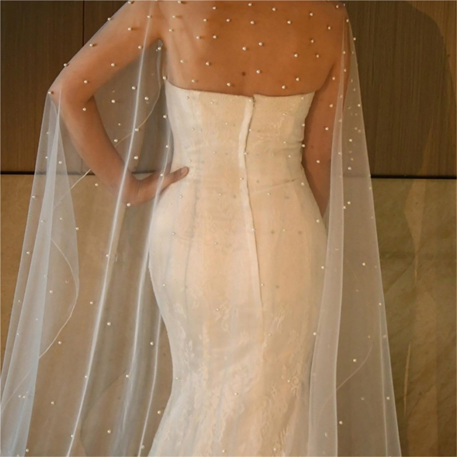 Estolas para Bodas Chal de perlas nupciales, vestido fiesta encaje suave blanco, abrigo DIY, mangas extraíbles, novia, Bolero