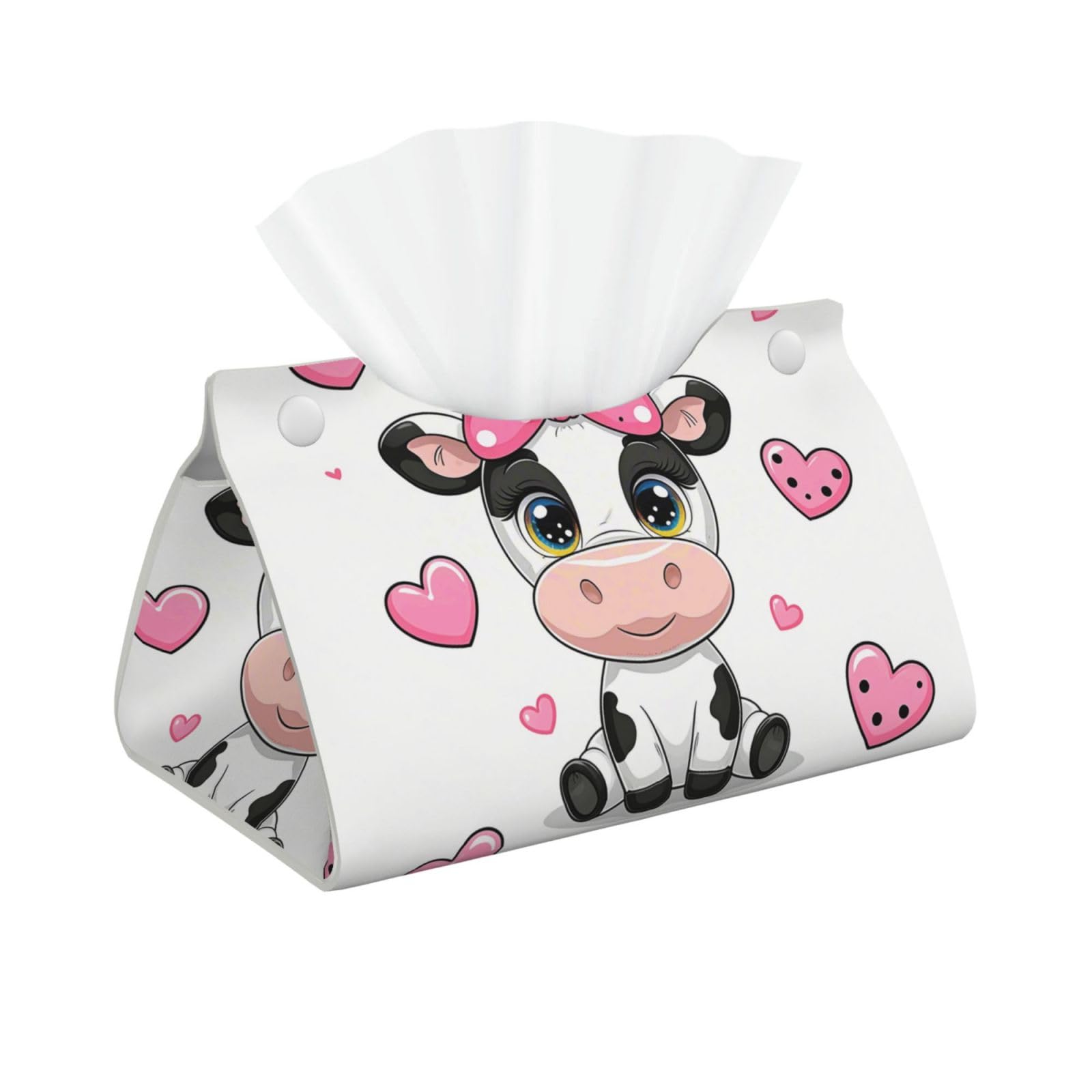 Pu Leather Tissue Box Cover, Cute Cows Rectangle Tissue Case Covers Decorative Tissue Box Holder Waterproof Tissue Holder Organizer for Bathroom Home Office