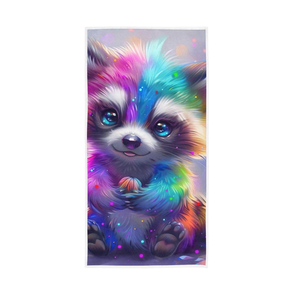 LSRCPD Rainbow Colored Raccon Bathroom Hand Towels Decorative, Hand Towel for Bathroom, Travel, Camp, Hotel, Spa 15 x 30 Inches