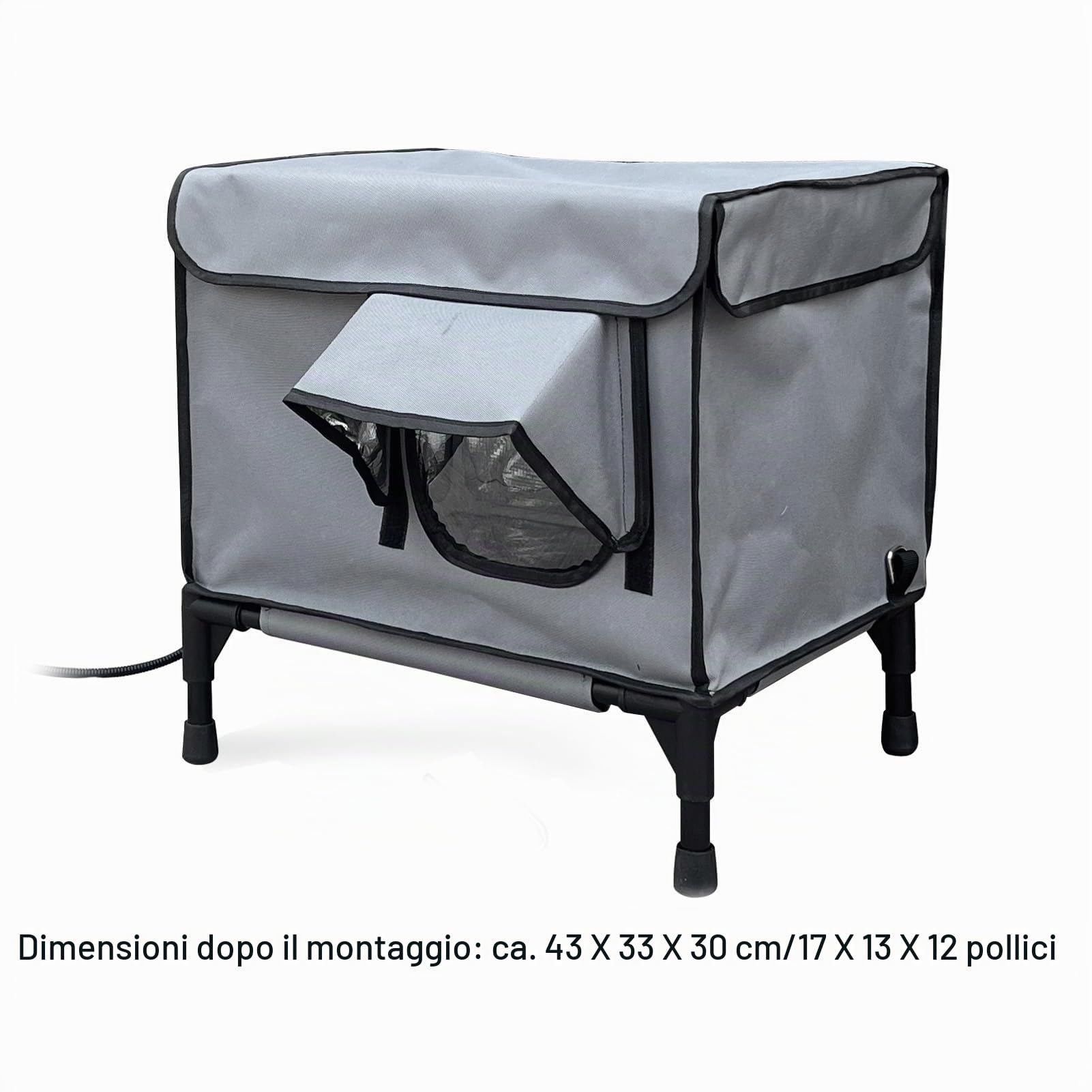 Cuccia riscaldata per gatti da esterno, 3 timer regolabili, portatile, invernale, resistente alle intemperie, isolata, cuccia pieghevole per gatti da esterno,17 x 13 x 12in (EU)
