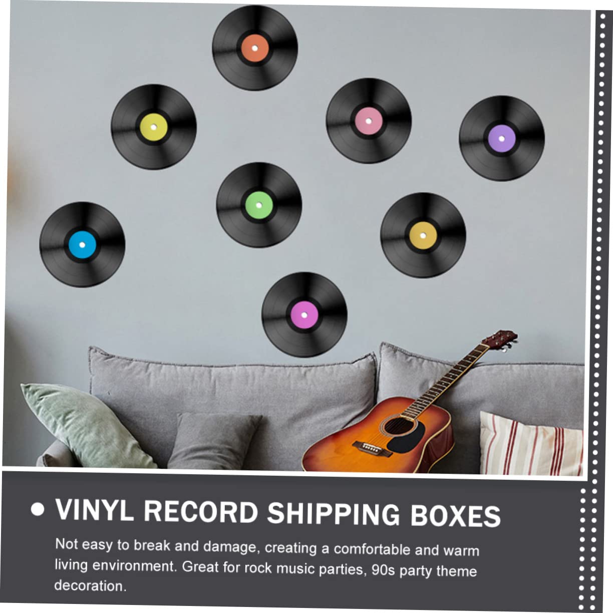 SHINEOFI 3 Set Adesivo da parete per in vinile decorazione di da parete annata adesivi decorazione della parete CD arredamento della stanza della musica Adesivo a parete pvc