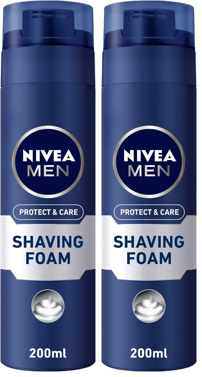 NIVEA Men Protect&Care Tıraş Köpüğü 200 ml, Kuru Ciltler İçin, Pürüzsüz Tıraş (2 paketi)