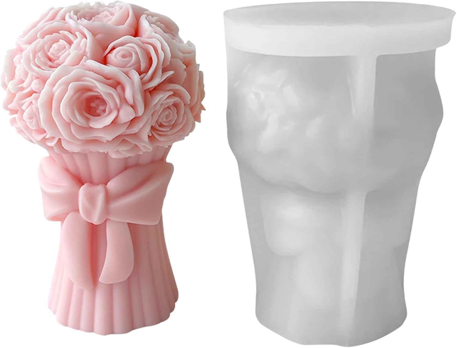 Skytail Silicone Valentine's Day Bouquet Candle Mold Roses Flower Bouquet Mold Making Scented Candle Wax melts Home Decor Candles Resin Casting Handmade Couple Gift DIY Candle Making Wedding Decor Mould-image-1