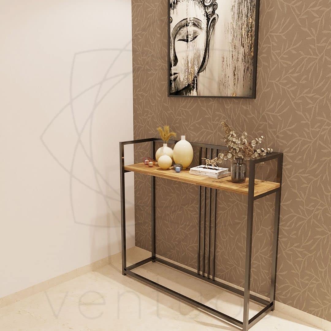 DECORILA Mild Frame Solid Wood Console Table for Living Room Side Table for Bedroom (Black)